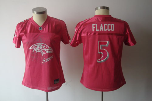 Ravens #5 Joe Flacco Pink 2011 Women's Fem Fan Stitched NFL Jersey